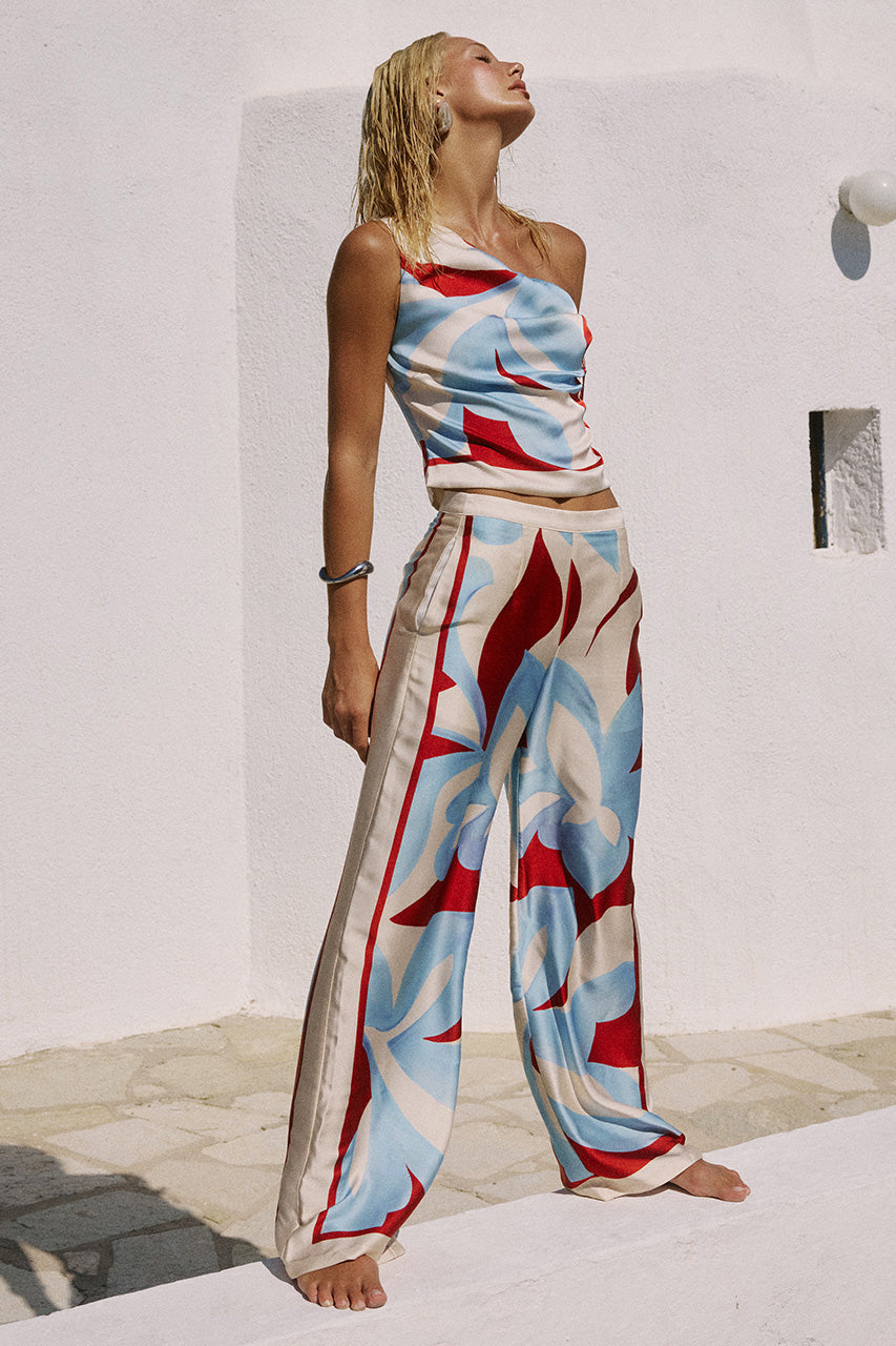 AMOREE WIDE LEG PALAZZO PANT - AMOREE RED