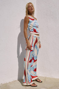 AMOREE WIDE LEG PALAZZO PANT - AMOREE RED