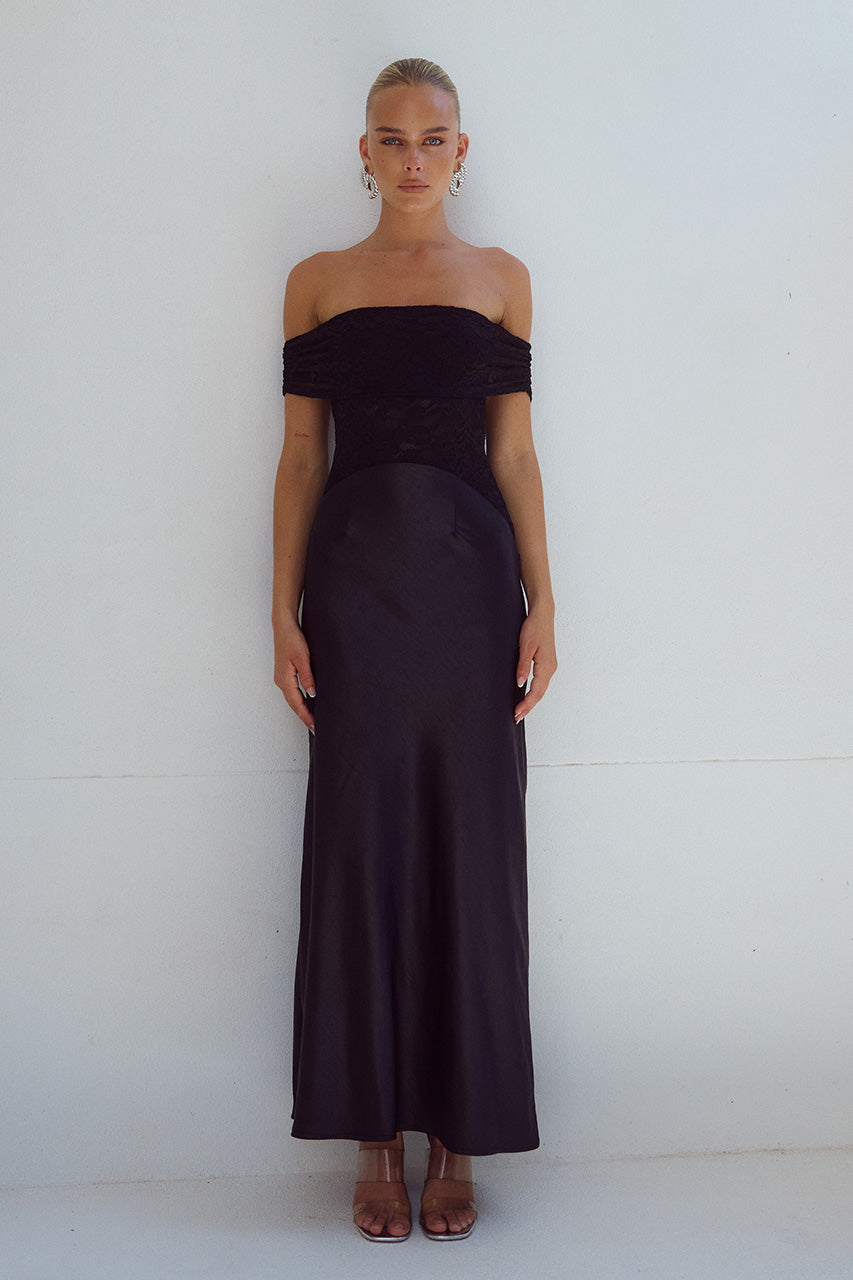 AMORET MIDI DRESS - BLACK