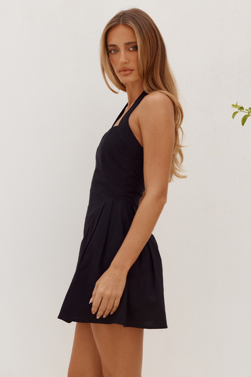 AMPHORA HALTER MINI DRESS - BLACK