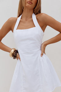 AMPHORA HALTER MINI DRESS - WHITE