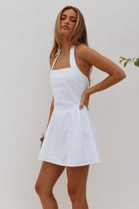 AMPHORA HALTER MINI DRESS - WHITE
