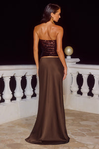 NESSA LOW WAIST MAXI SKIRT - CHOCOLATE