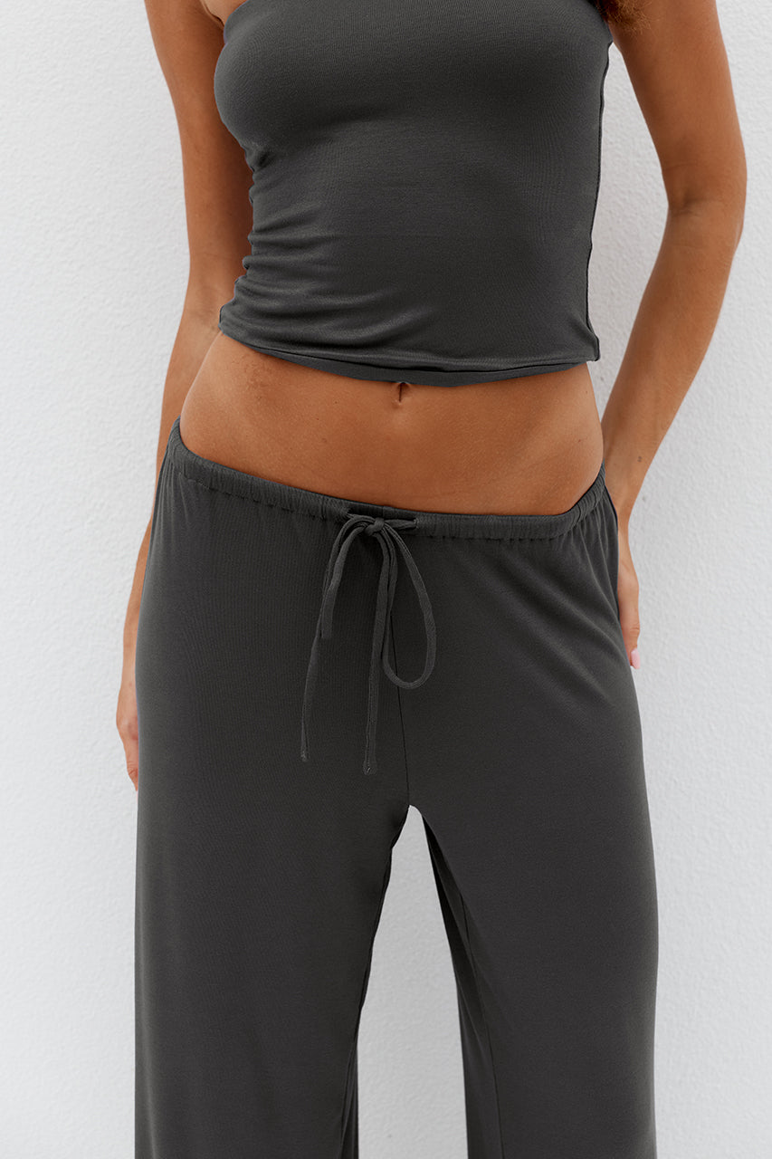 ANJI RELAXED WIDE LEG SWEATPANTS - STEEL
