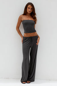 ANJI RELAXED WIDE LEG SWEATPANTS - STEEL