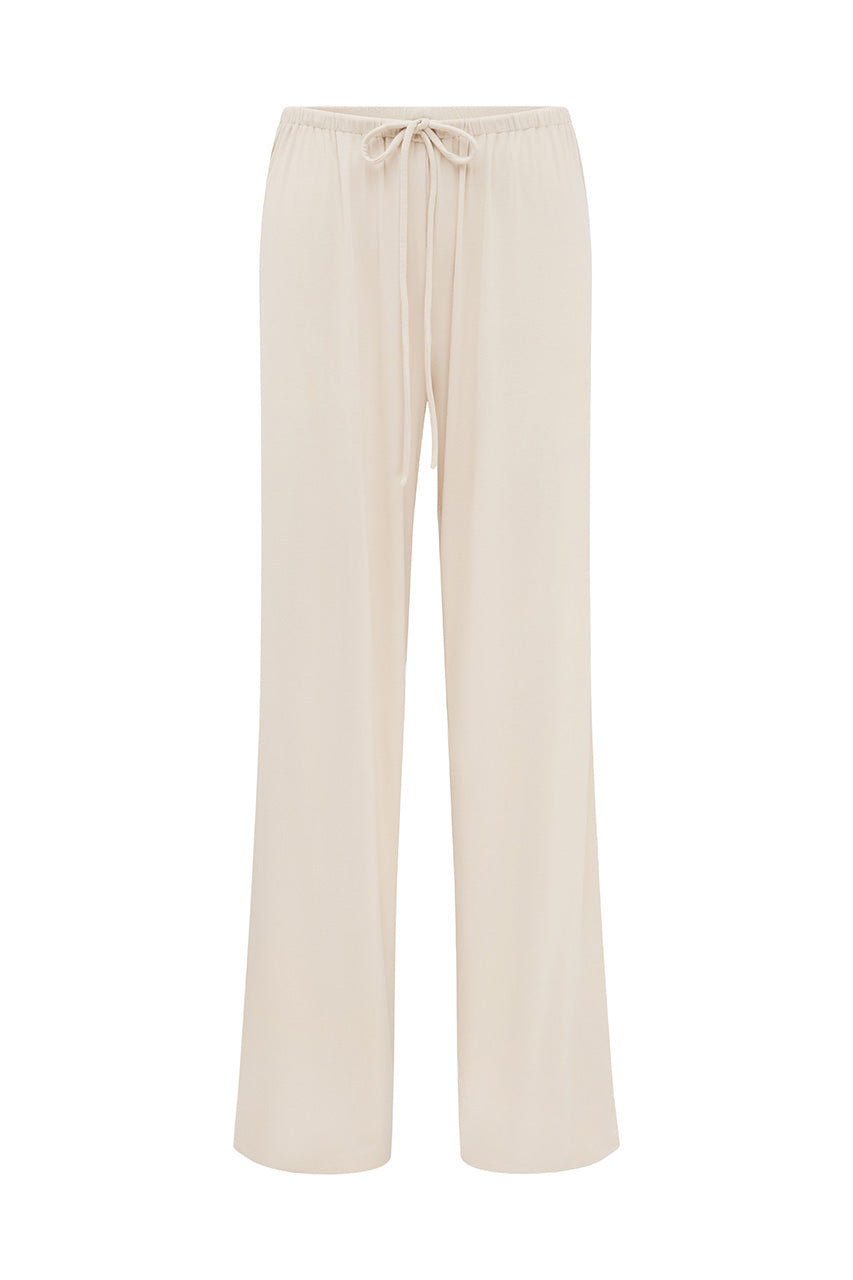 ANJI RELAXED WIDE LEG SWEATPANTS - BISCUIT