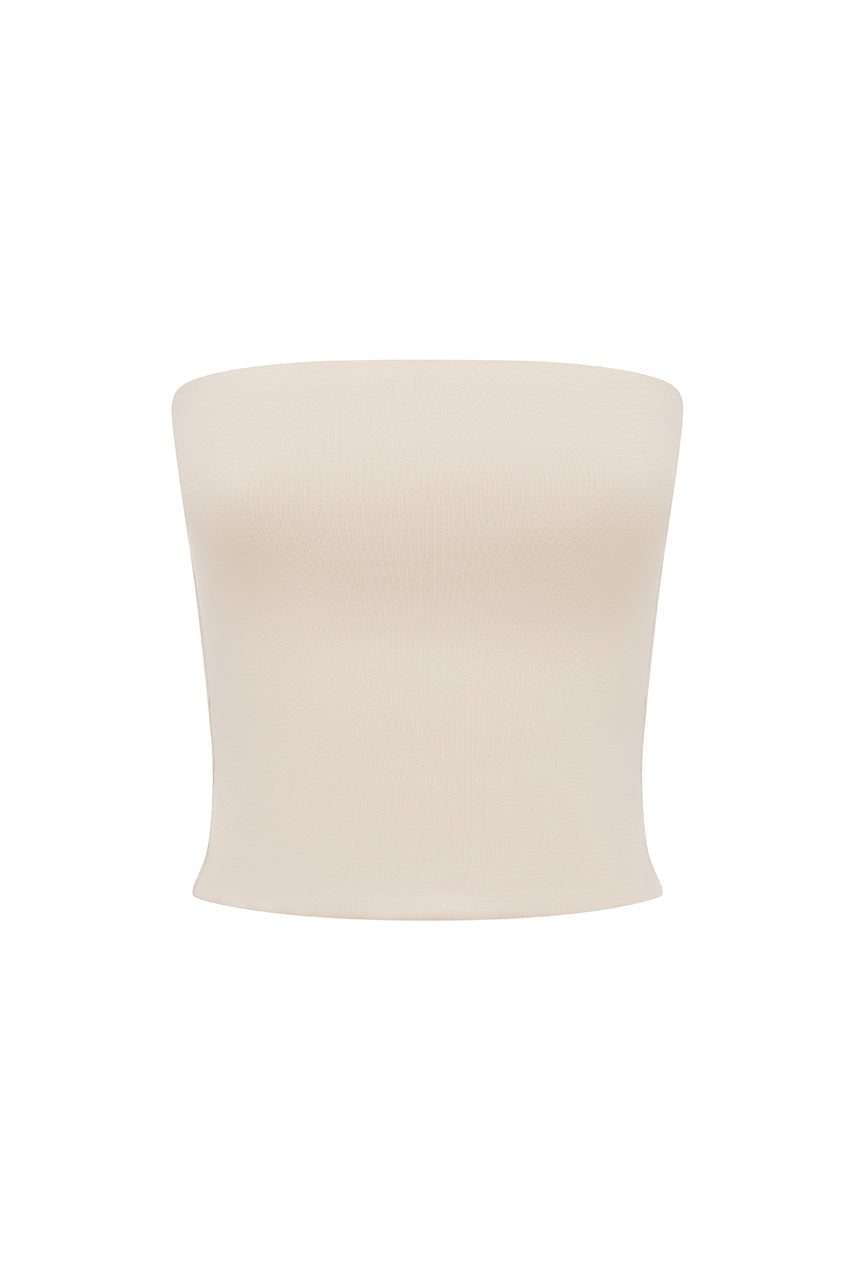 ANJI STRAPLESS TOP - BISCUIT