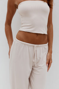ANJI RELAXED WIDE LEG SWEATPANTS - BISCUIT