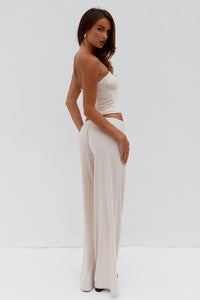 ANJI RELAXED WIDE LEG SWEATPANTS - BISCUIT