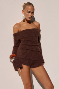 ANNELIESE KNIT HOT SHORT - CHOCOLATE