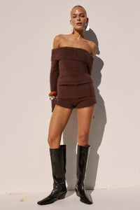 ANNELIESE KNIT HOT SHORT - CHOCOLATE