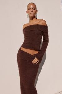 ANNELIESE KNIT MAXI SKIRT - CHOCOLATE