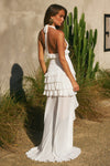 ANNELISE V-NECK RUFFLE MAXI DRESS - IVORY