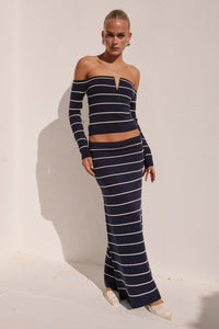 ANYA KNIT MAXI SKIRT - NAVY STRIPE