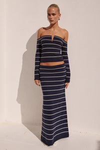 ANYA KNIT MAXI SKIRT - NAVY STRIPE