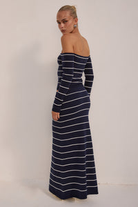 ANYA KNIT MAXI SKIRT - NAVY STRIPE