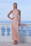 ARABELLE HIGH NECK MAXI DRESS - PEACH