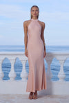 ARABELLE HIGH NECK MAXI DRESS - PEACH