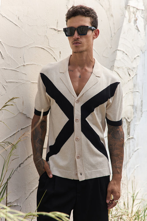 ARCHIE SHIRT - SAND/BLACK