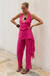 ARIANA HALTER OPEN BACK JUMPSUIT - PINK