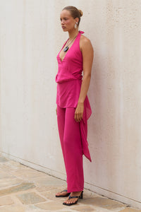 ARIANA HALTER OPEN BACK JUMPSUIT - PINK