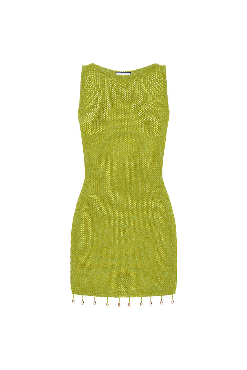 ARIYA SLEEVELESS MINI DRESS - LIME METALLIC