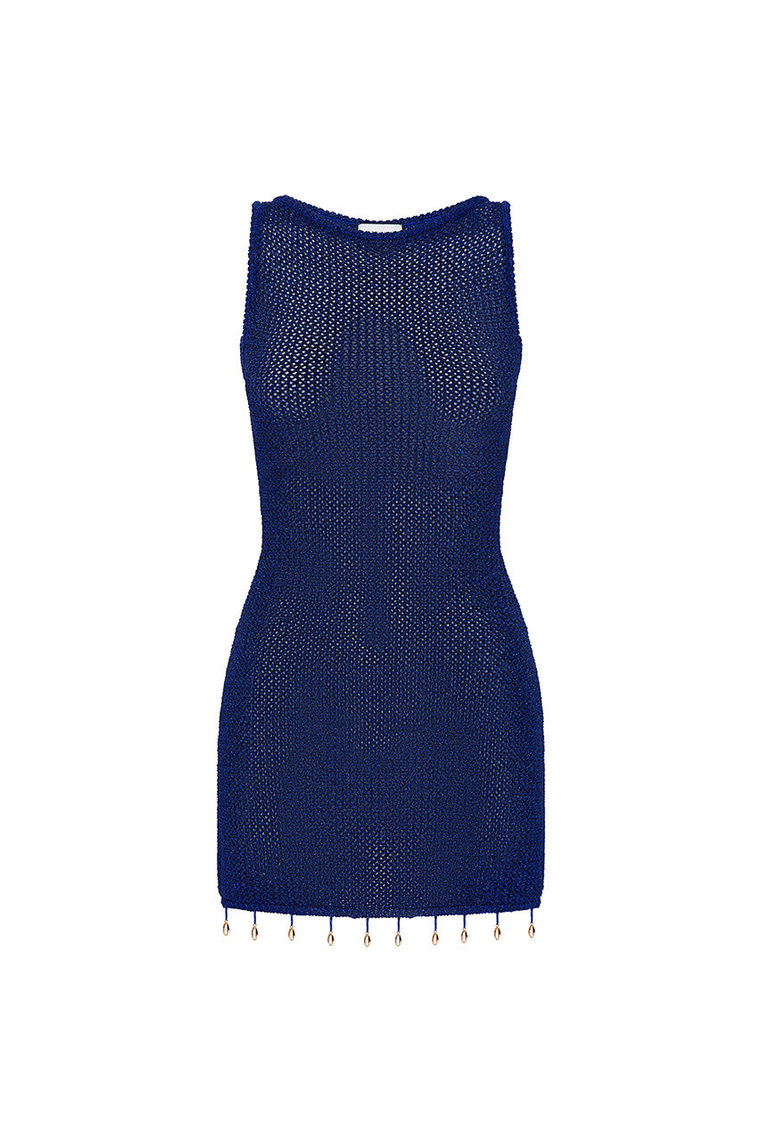 ARIYA SLEEVELESS MINI DRESS - ROYAL METALLIC