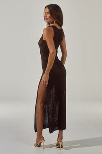 ARIYA SLEEVELESS KNIT MAXI DRESS - CHOCOLATE METALLIC