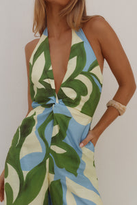 ARLETTE HALTER JUMPSUIT  - AMOREE BLUE