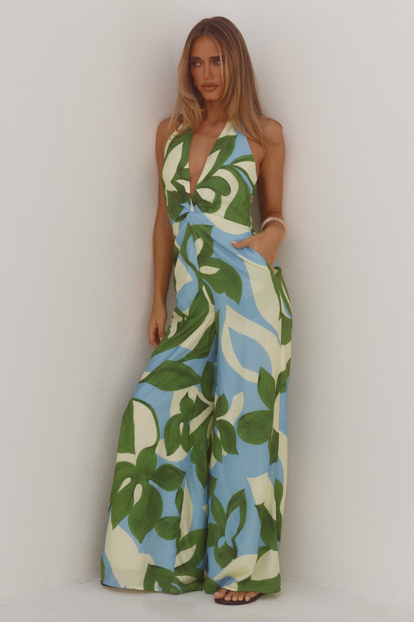 ARLETTE HALTER JUMPSUIT  - AMOREE BLUE