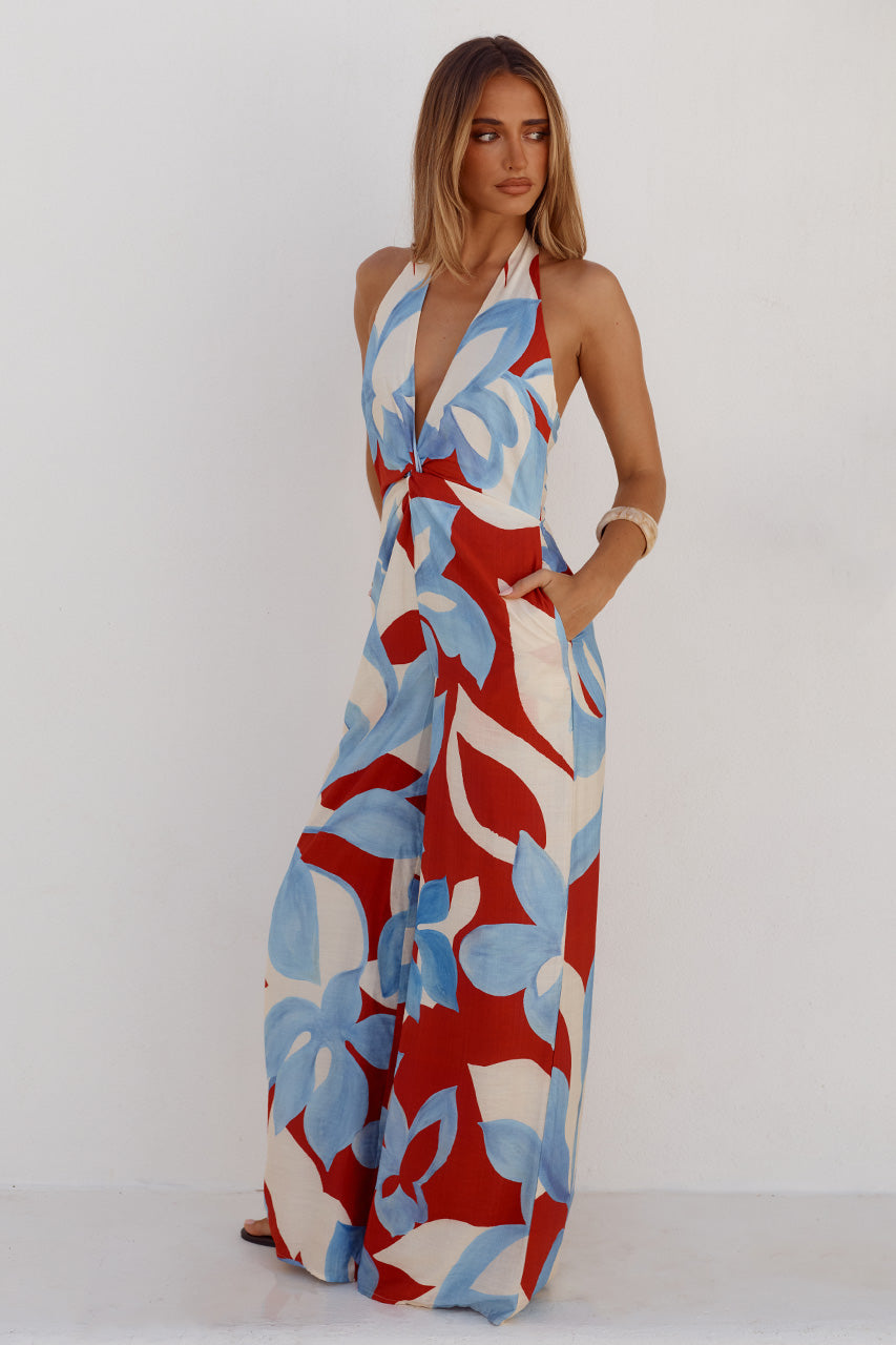 ARLETTE HALTER JUMPSUIT  - AMOREE RED