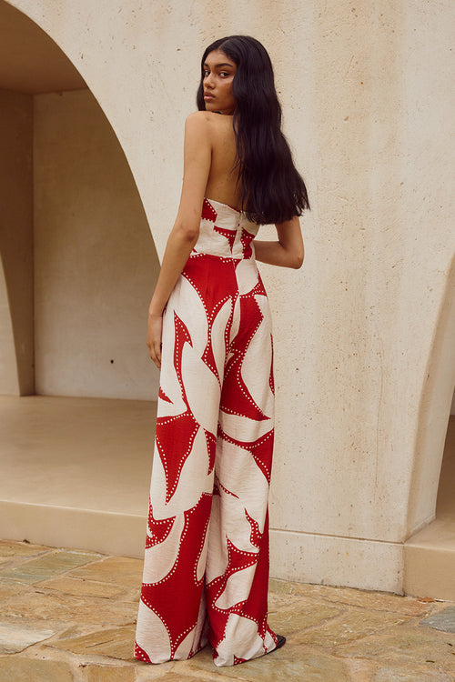 ARLETTE HALTER JUMPSUIT  - ARLETTE RED