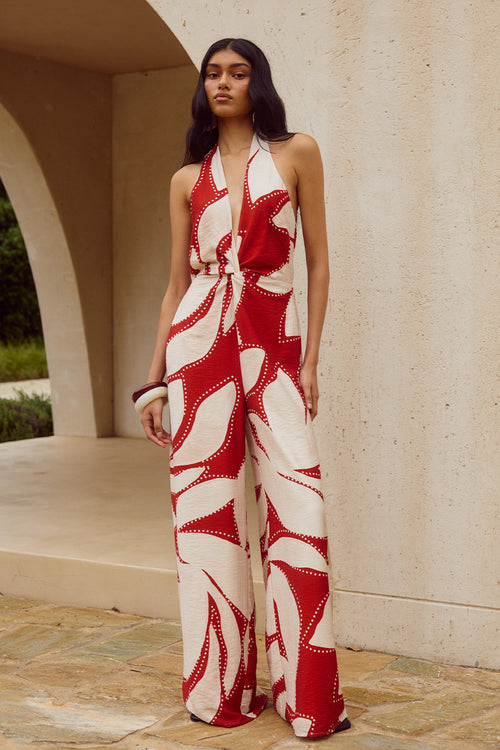 ARLETTE HALTER JUMPSUIT  - ARLETTE RED