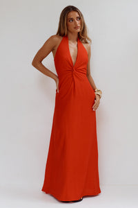 ARLI DEEP PLUNGE MAXI DRESS - RED