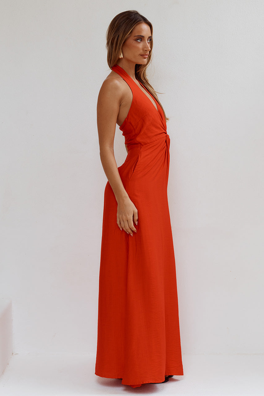 ARLI DEEP PLUNGE MAXI DRESS - RED