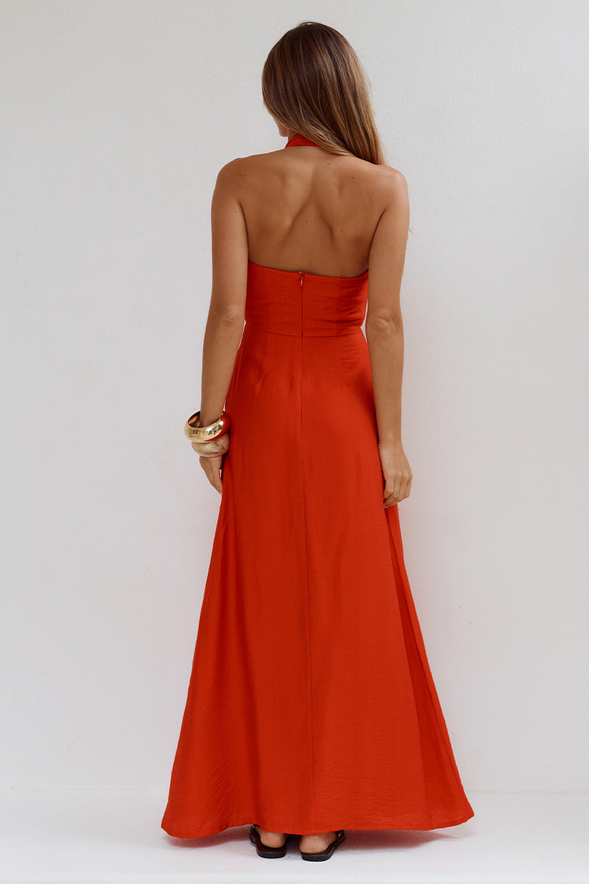 ARLI DEEP PLUNGE MAXI DRESS - RED