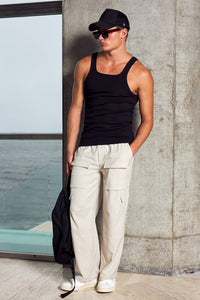 ARMANI RIBBED SINGLET - BLACK