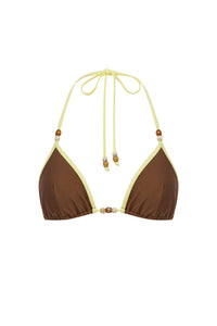 ARUBA TRIANGLE BIKINI TOP - MOCHA/LEMON