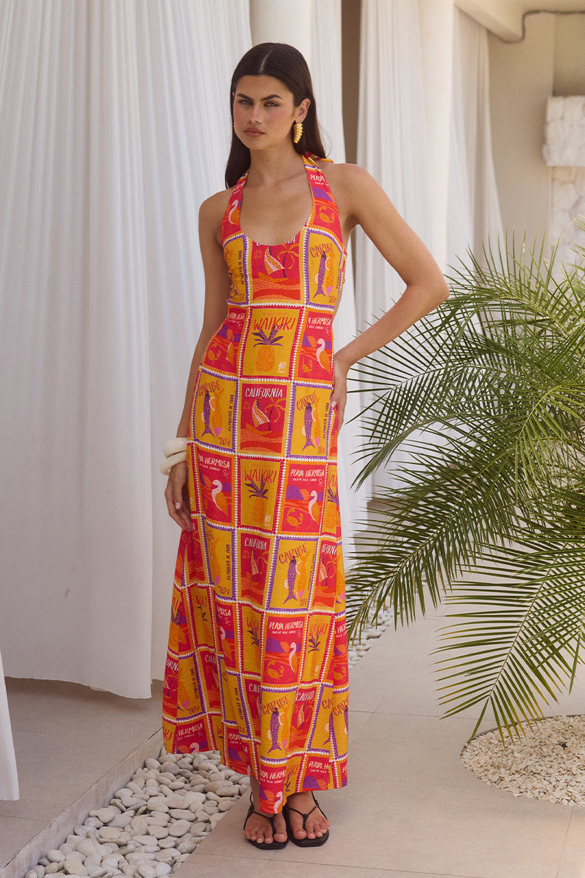 AURA MAXI DRESS - ALOHA ORANGE