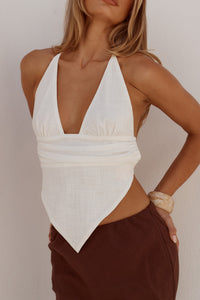 AURELIA HALTER BACKLESS TOP - WHITE