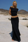 AVANNI OFF SHOULDER RUCHED TOP - GRANITE
