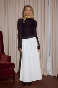 ZIMA FLOWY A-LINE MIDI SKIRT - WHITE