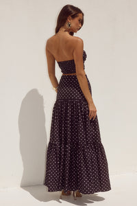 AYLA TIERED MAXI SKIRT - BLACK/WHITE POLKA