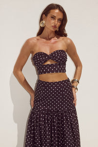 AYLA STRAPLESS TOP - BLACK/WHITE POLKA