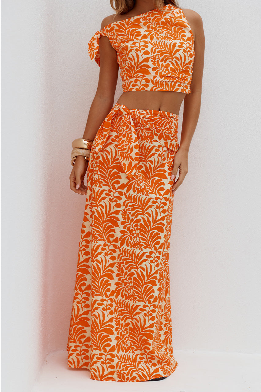 AZARIAH SIDE TIE MAXI SKIRT - AZARIAH ORANGE