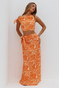 AZARIAH SIDE TIE MAXI SKIRT - AZARIAH ORANGE