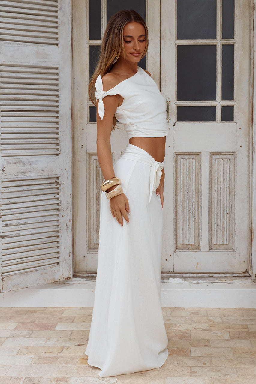AZARIAH SIDE TIE MAXI SKIRT - WHITE