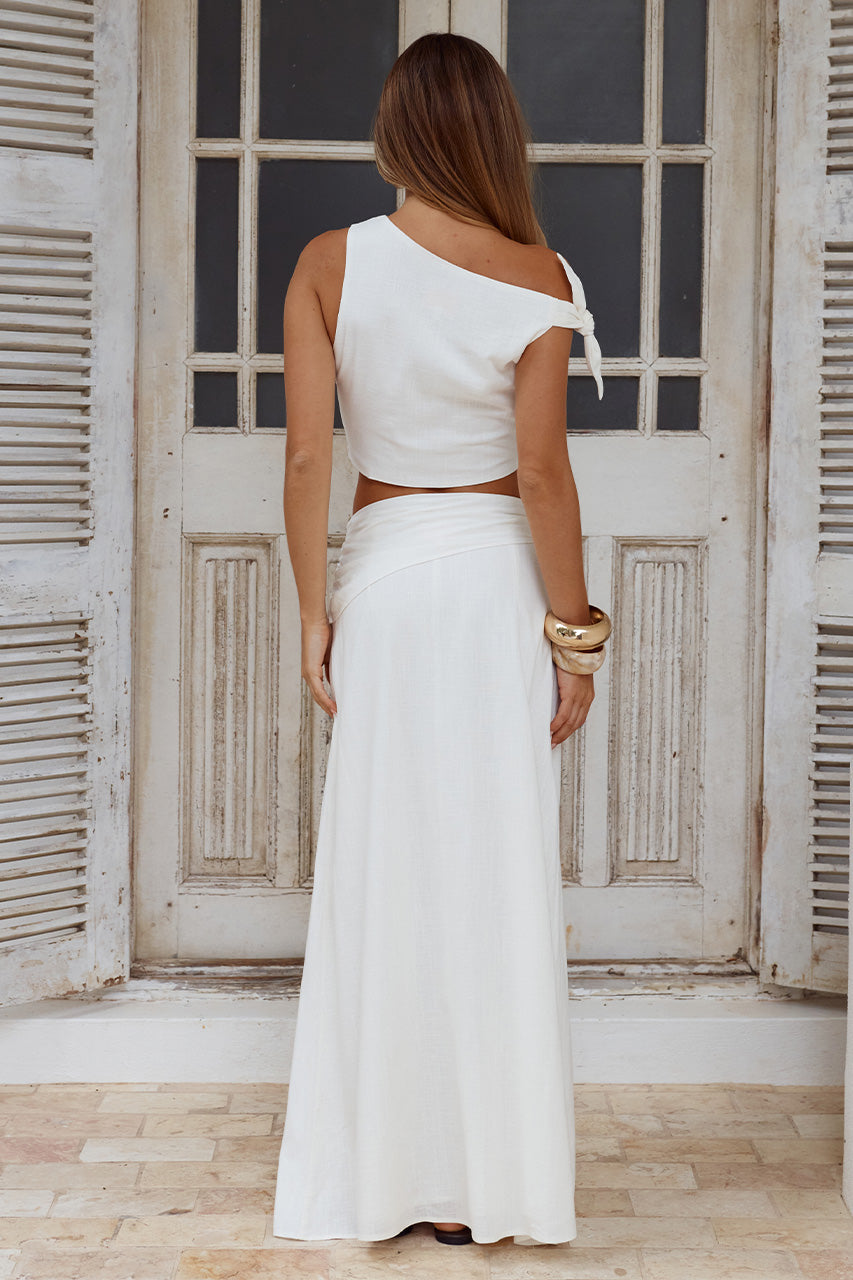 AZARIAH OFF SHOULDER TIE TOP - WHITE