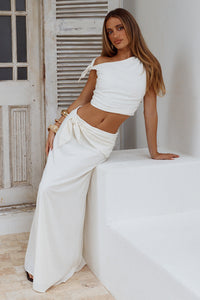 AZARIAH SIDE TIE MAXI SKIRT - WHITE