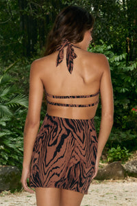AZARI HALTER MINI DRESS - TRIANA CHOCO